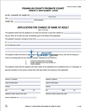 Form PC-NC-21.0 Application for Change of Name of Adult