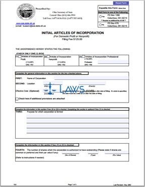 Form 532 Initial Articles of Incorporation 