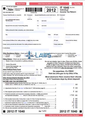 Form IT 1040 Ohio Individual Income Tax Return