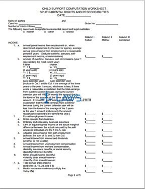 Form DR-625 (7769) Child Support Computation Worksheet Split Parental Rights and Responsibilities