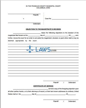 Form Objection to the Magistrate’s Decision