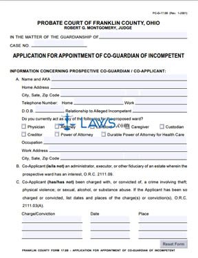 Form PC-G-17.0B Application for Appointment of Co-Guardian of Incompetent