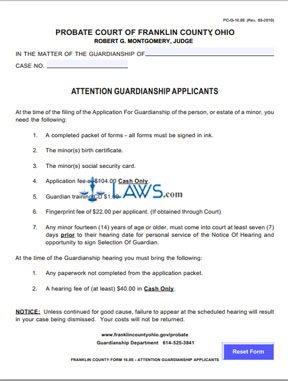 Form PC-G-16.0E Attention Guardianship Applicants