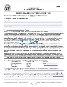 Residential Property Disclosure Form
