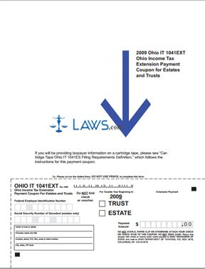 Form 1041EXT Ohio Income Tax Extension Payment Coupon For Estates and Trusts 2009 