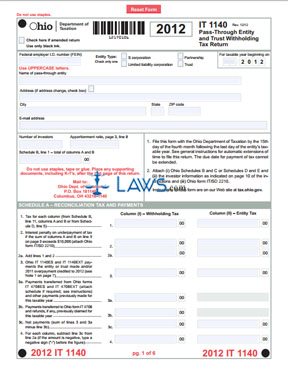 Form 1140 Pass-Through Entity and Trust Withholding Tax Return