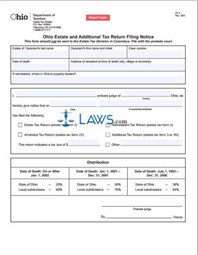Ohio Estate and Additional Tax Return Filing Notice 