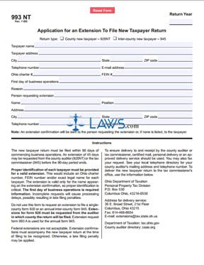 Form 993 NT Application for an Extension to File New Taxpayer Return 