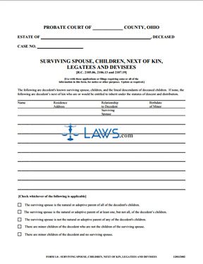 Surviving Spouse, Children, Next of Kin, Legatees and Devisees