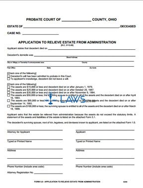 Application to Relieve Estate from Administration
