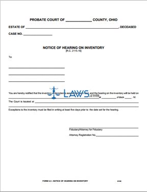 Notice of Hearing on Inventory