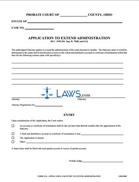 Application to Extend Administration