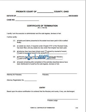 Certificate of Termination