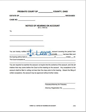 Notice of Hearing on Account