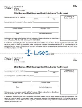 Ohio Beer and Malt Beverage Monthly Advance Tax Payment 