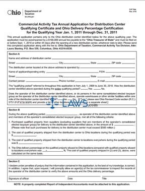 Annual Application for Distribution Center Qualifying Certificate
