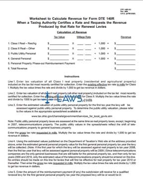140R Worksheet for Renewal Levies 