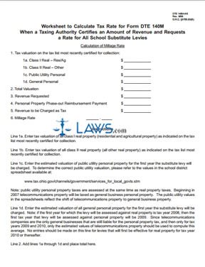 140M Worksheet for All School Substitute Emergency Levies 