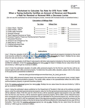 140M Worksheet for Renewal or Renewal With a Decrease Levies 