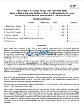 140R Worksheet for Renewal With a Decrease Levies 