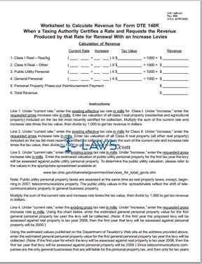 140R Worksheet for Renewal With an Increase Levies 