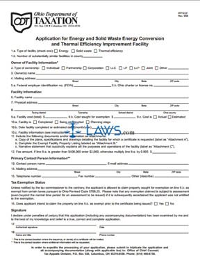 Application for Energy and Solid Waste Energy Conversion and Thermal Efficiency Improvement Facility 