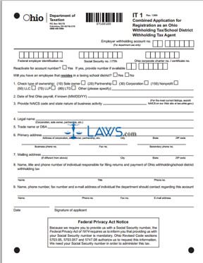 Application for Registration as an Ohio Withholding Agent 