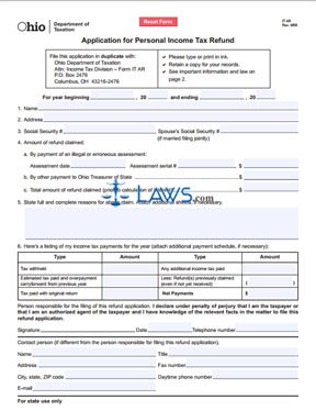 Form IT AR Application for Personal Income Tax Refund 