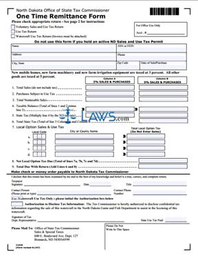 Form One Time Remittance Form