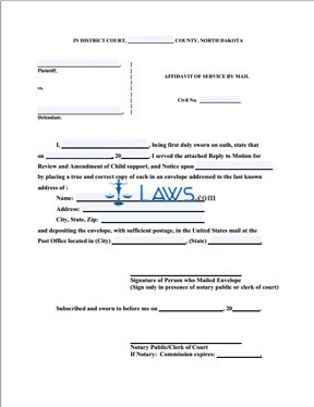 Form Affidavit of Service by Mail (of Reply)