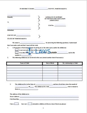 Form Affidavit in Support of Motion for Visitation Assistance