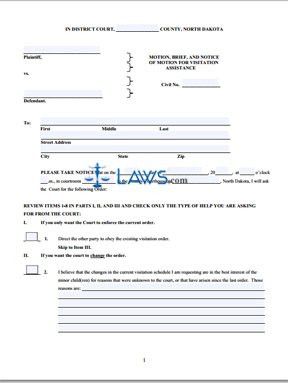 Form Motion, Brief and Notice of Motion for Visitation Assistance