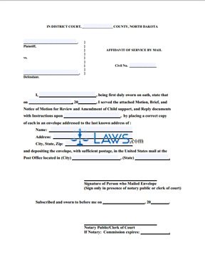 Form Affidavit of Service by Mail (of Motion)