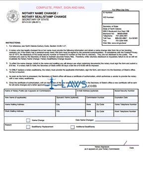 Form SFN51261 Notary Name Change/Notary Seal/Stamp Change 