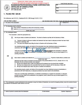 Form SFN 13005 Business/Professional/Farm Corporation Articles Of Dissolution 