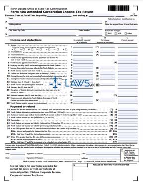 Form 40-X Amended Corporation Income Tax Return 