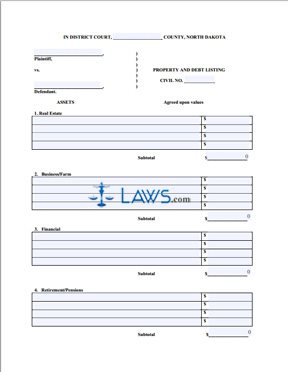 Form Property and Debt Listing