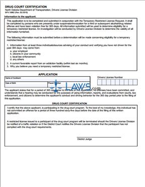 Form SFN16862 Drug Court Certification
