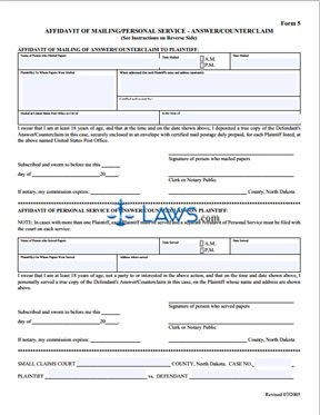 Affidavit of Mailing/Personal Service -- Counterclaim