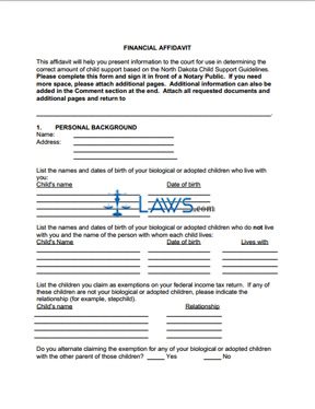 Financial Affidavit for printing out (not online fillable)