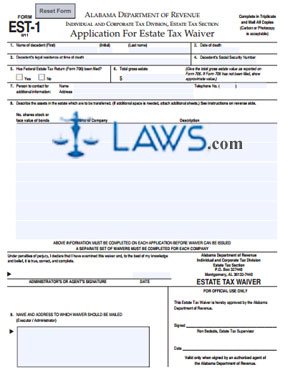Form EST-1 Application For Estate Tax Waiver