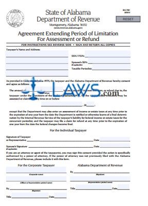 Form BA-RS1 Agreement for Extending Period of Limitation for Assessment or Refund