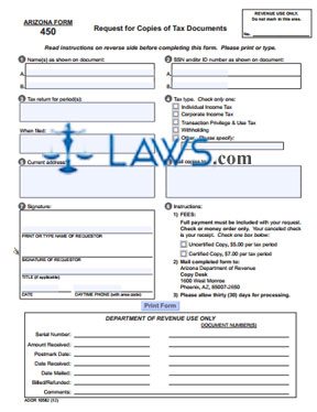 Form 450 Request for Copies of Tax Documents
