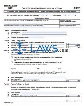 Form 347 Credit for Qualified Health Insurance Plans