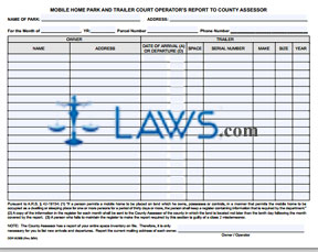 Form 82505 Mobile Home Park and Trailer Court Operator’s Report to County Assessor