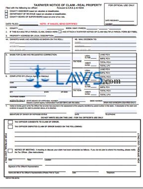 Form 82179B Taxpayer Notice of Claim – Real Property