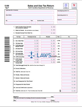 Form E-500 Sales and Use Tax Return