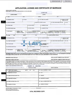 Form Application, License and Certificate of Marriage