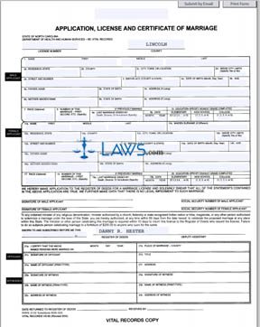 Form Application, License and Certificate of Marriage