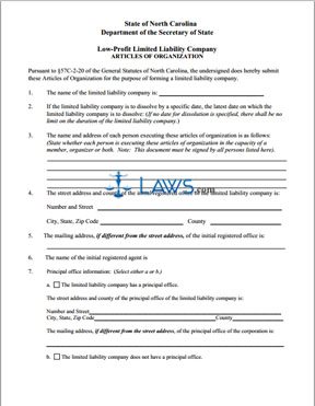 Form L3C Articles of Organization 